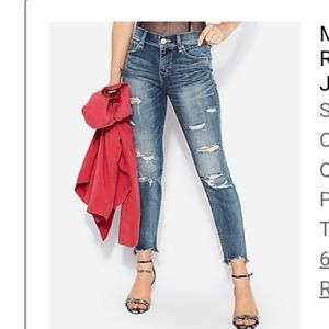 Mid Rise Medium Wash Ripped Skinny Ankle Jeans